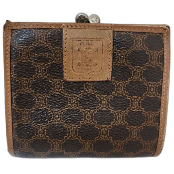 Celine Vintage Macadam Kiss Lock Compact Wallet - Picture 1 of 10
